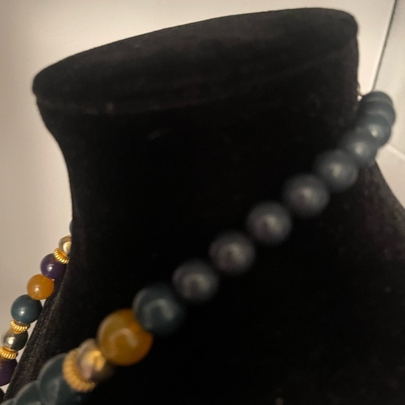 Vintage Necklace purple green gold amber claw clasp - Picture 3 of 7